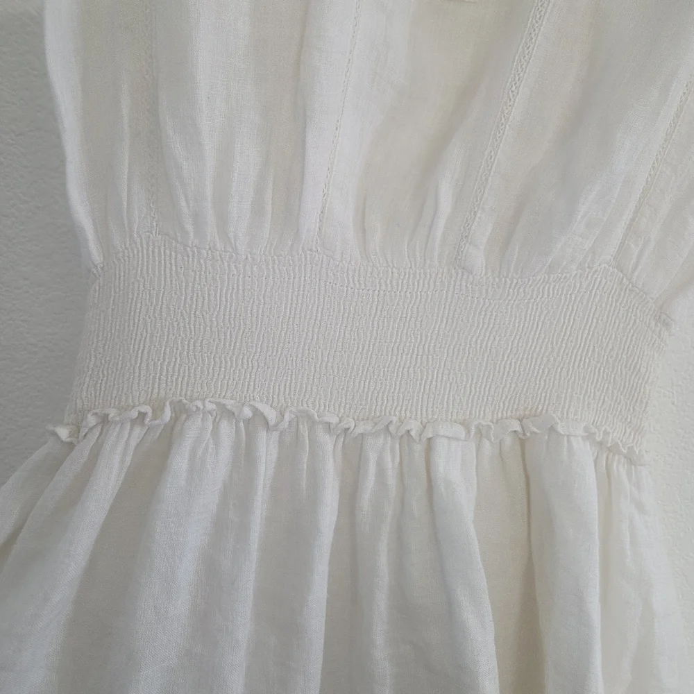 Rails Angelina White Lace Detail Dress Linen Rayon Womens Size Medium - Picture 4 of 12